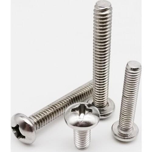 10pcs UNC 1/4-20 US Coarse Thread 304 A2-70 Stainless Steel Cross Recess Round Phillips Pan Head Screw Bolt High Quality
