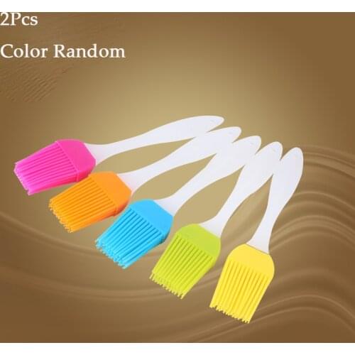 2Pcs Bakeware Food Grade High Temperature Silicone Barbecue Oil Brush Barbecue Kitchen Baking Cake Egg Cream Brush Random Color