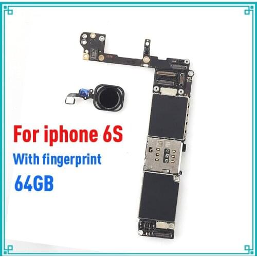 For iphone 6S 4.7inch 64GB black original motherboard with fingerprint Factory unlock mainboard IOS system logic board