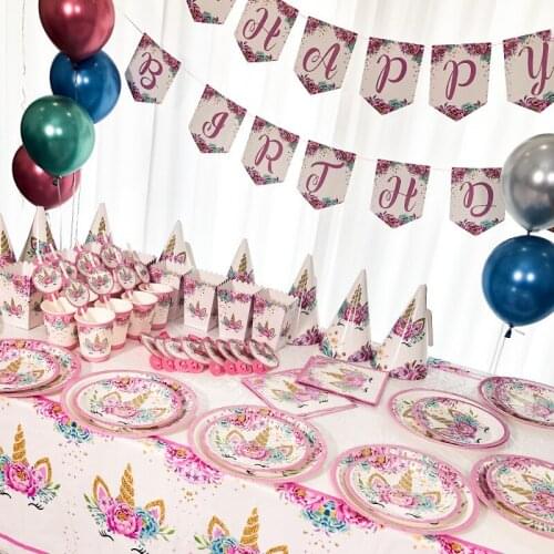 Unicorn Decoration Birthday Party Decor Kids Unicorn Disposable Tableware Set Baby Shower Girl Birthday Party Supplies