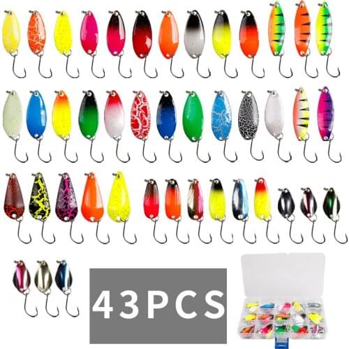 12/43Pcs Spoon Lure Set Fishing Metal Bait For Lake Sea Carp Bass Wobbler Small Mini Spinner Trout Jig Hard Box Kit Accessories