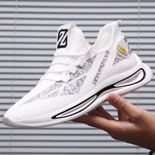 New Sports Shoes Mens Breathable Casual Mesh Shoes Light Lace-up Non-slip Low-top Running Shoes Men Vulcanize Shoes Size