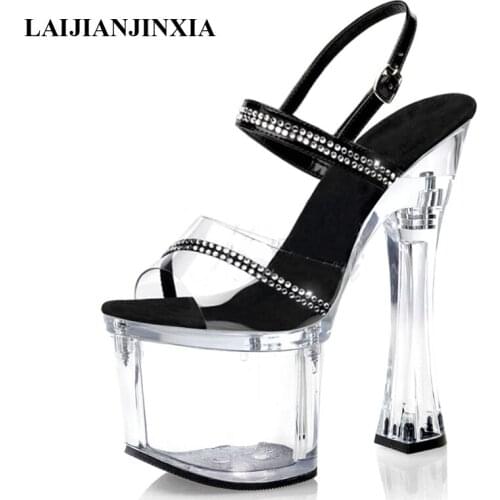 LAIJIANJINXIA New Summer Womens Sandal Sexy Platform 18 CM High Heel Shoes Pole Dancing Sandals 6 inch Exotic Womens Shoes