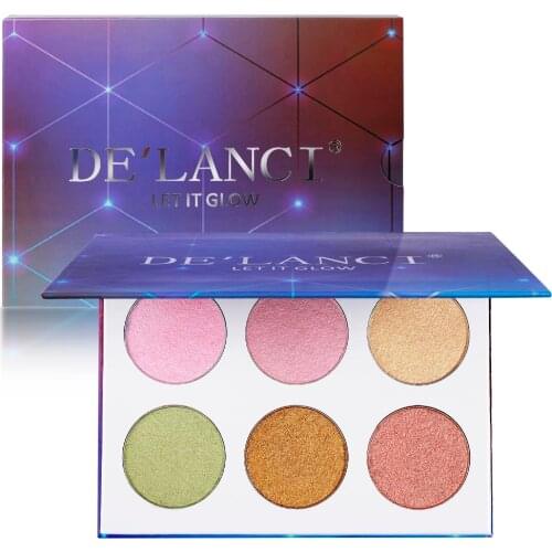 DE'LANCI Highlighter Palette Face Makeup Duo Chrome Illuminator Highlighter & Bronzer Powder Contour Collection Set