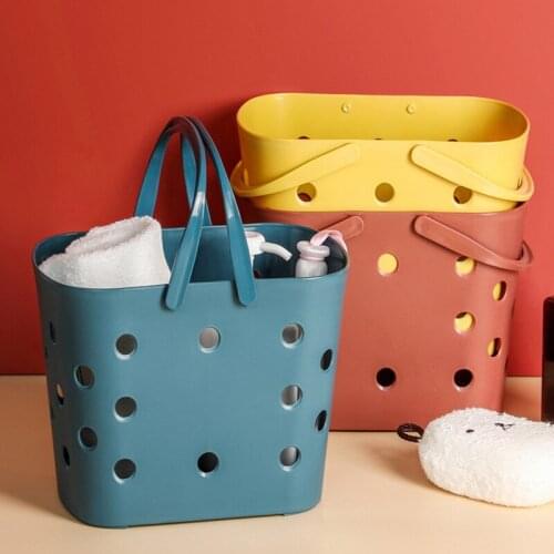 Plastic Bath Basket Portable Hollow Bath Basket Dormitory Bathroom Toiletries Storage Basket Korea Cute Bath Basket