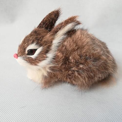 Real life toy cute rabbit 14x10cm model polyethylene&furs khaki rabbit model home decoration props ,model gift d0447