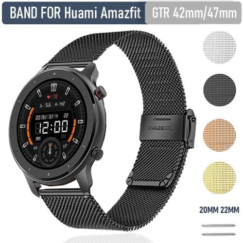 Milanese Wrist Strap for 20mm 22mm Watch Stainless Steel WatchBand Bracelet for Huami Amazfit GTR 42mm 47mm Watch Accessories