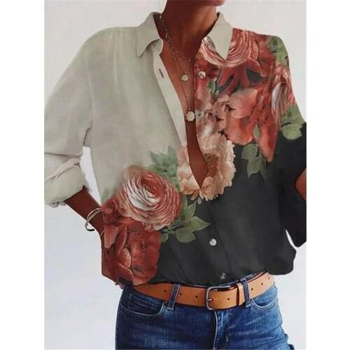 Fashion Ladies' Shirts Loose Large Size Long Sleeve Women Shirts Temperament Casual Printed Tops