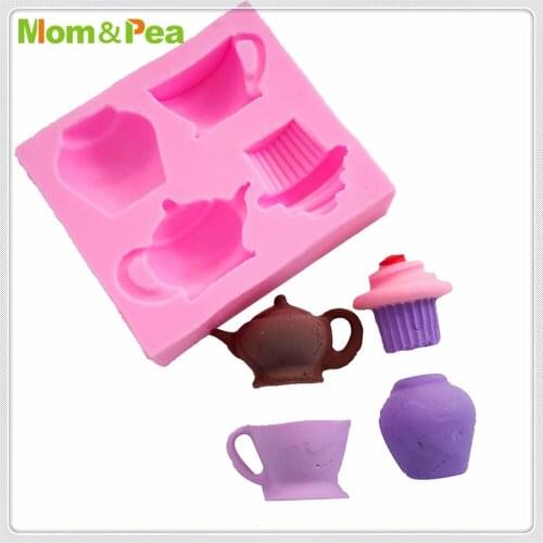 Mom&Pea MPA1903 Tea Pot Shaped Silicone Mold Cake Decoration Fondant Cake 3D Mold Food Grade