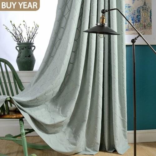 Modern Simple Chinese Style Curtain Cotton-linen Embroidered Curtain for Living Room and Bedrooms Blackout Curtains
