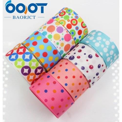 OOOT BAORJCT 1762216 22mm 10 yard Dots Ribbons Thermal transfer Printed grosgrain Wedding Accessories DIY handmade material