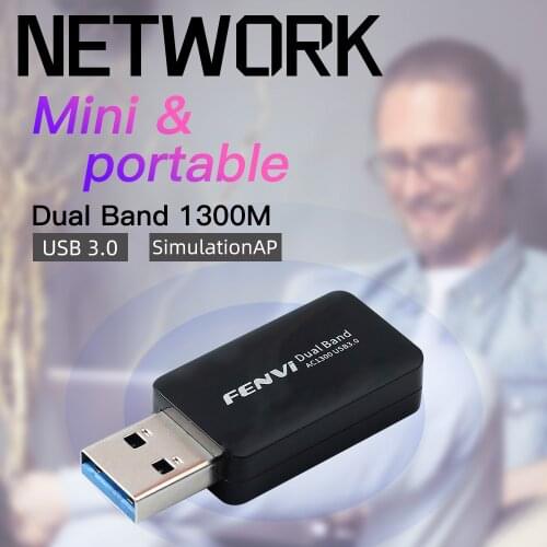 Fenvi USB3.0 Dual Bnad 1300Mbps WiFi Adapter 802.11ac Wlan Dongle 2.4g/5g Wireless Card For Win7/8/10/Mac OS For Laptop/Desktop