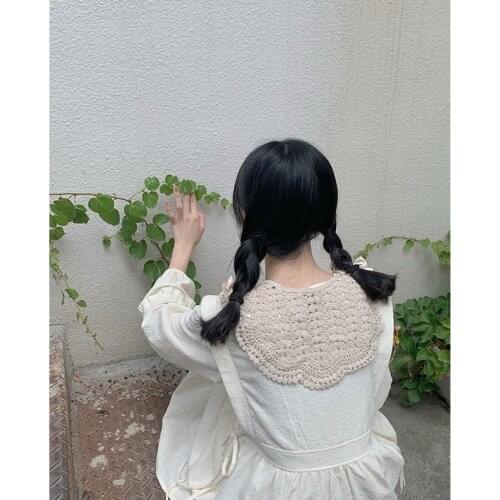 Japanese lotus leaf dress ladies cute solid color round neck regular sleeve mid-length dress ladies 2021