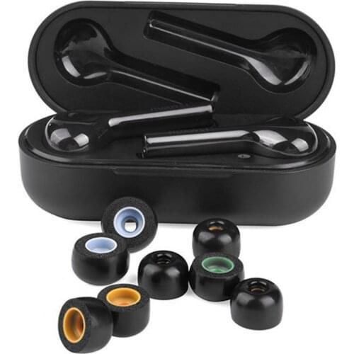 1Pair Earphone Tips Wireless Noise Reduce Memory Foam Black Ear Buds Tips for Jabra-Elite65T for Sony-WF-1000XM3