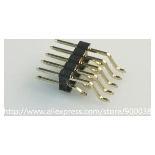 10pcs 0.10 " 2x5 P 10 Pin 2.54mm Pin Header Male dual row Right Angle SMT 90 degree PCB Mount Gold