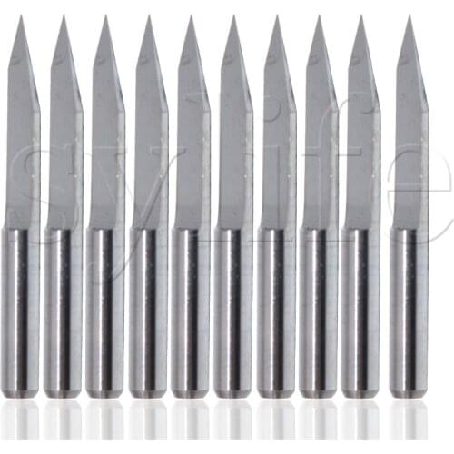 10Pcs 1/8SHK 30 Degree 0.1mm Carbide CNC Router Engraving Bits for Wood/Fibre Glass/Carbon