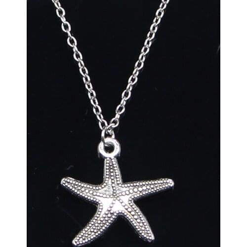 20pcs New Fashion Necklace 25x26mm marine starfish Pendants Short Long Women Men Colar Gift Jewelry Choker