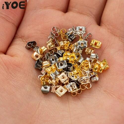 200pcs/Lot 2x5mm Earring Backs Earring Stopper Butterfly Ear Post For Jewelry Making Earring Findings Craft Accessories