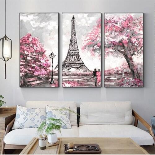 3 Panels Tower Wall Art Diy Diamond Painting Abstract Landscape Embroidery Love In Paris Mosaic Wedding DecorationZP-4133
