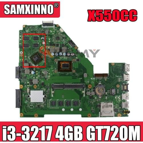 Akemy X550CC Motherboard i3-3217 CPU 4GB GT720M 2GB For Asus X552C R510C R510C Y582C laptop Mainboard X550CC Mainboard