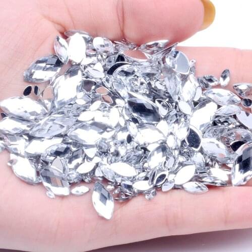 Acrylic Flat Back 4x8mm 2000pcs Many Colors Marquise Earth Facets Acrylic Shape Glue On Beads Decorate DIY