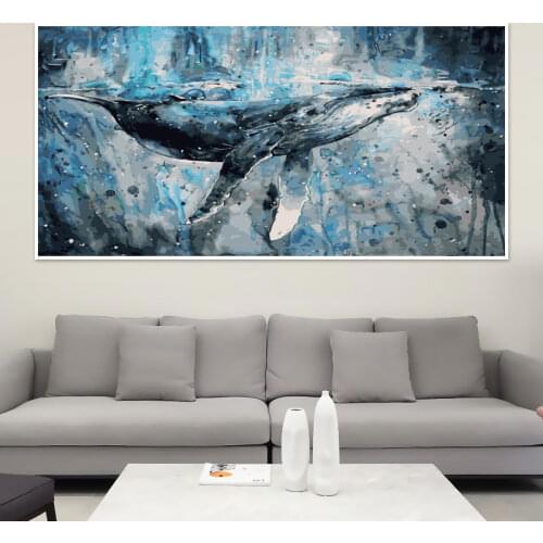60x120cm Large Size Diy Oil Painting By Numbers Blue Whale Deer Landscape Canvas Acrylic Painting Wall Art Home Decoration