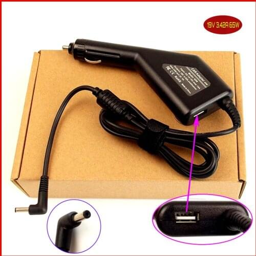 Laptop DC Power Car Adapter Charger 19V 3.42A 65W + USB Port for ASUS ZenBook Prime UX21A UX32VD-R4002H/i7-3517U