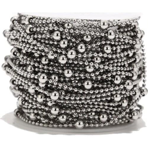 2 Meters 3.5mm width gold/silver tone Stainless Steel Ball beads Chains for DIY Jewelry Making Findings Top Quality