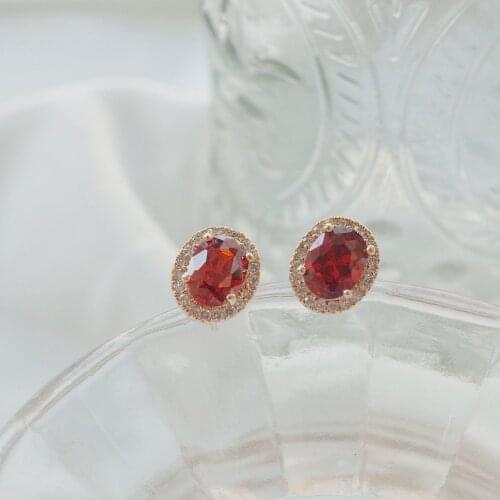 Designer original new silver inlaid red crystal earrings Chinese style retro elegant light luxury charm female jeweler