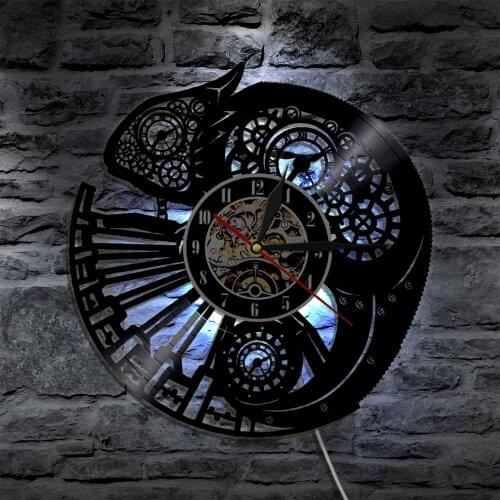 Chameleon Nursery Wall Clock Reptile Exotic Pet Vinyl Record Wall Clock Home Decor Chill Tribal Gecko Lizard Serpent Wall Art