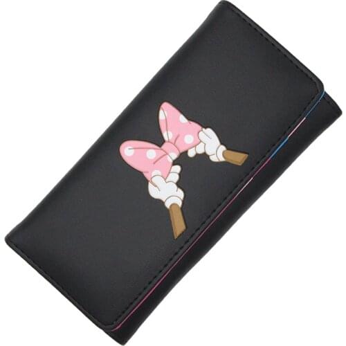 BOTUSI Carton Bow Lady Purses Handbags Brand Design Women Wallet PU Leather Money Coin Purse Cards ID Holder Cartoon Printing