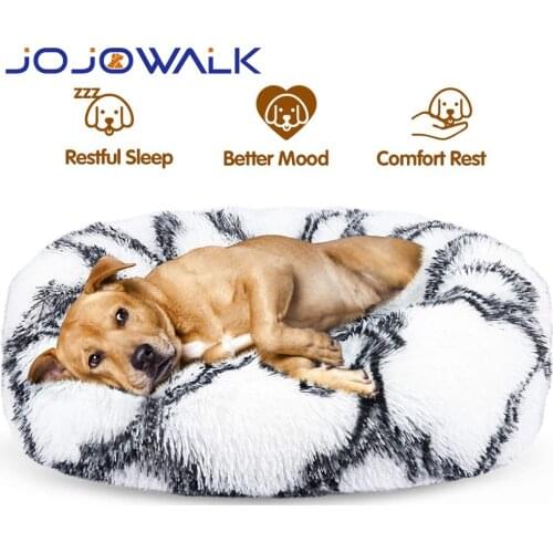 Round Pet Dog Beds Long Plush Cat Kennel House Mats Soft Sleep Calming Warm Sofa Cushion Washable For Large Medium Small Cats
