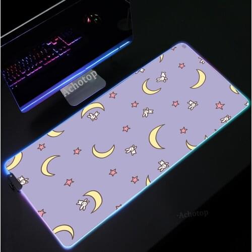 Kawaii Cute Anime Mouse Pad PC Gamer Computer Laptop LED Keyboard Mouse Mat RGB Luminous Large Mousepad Gamer Keyboard Desk Mat