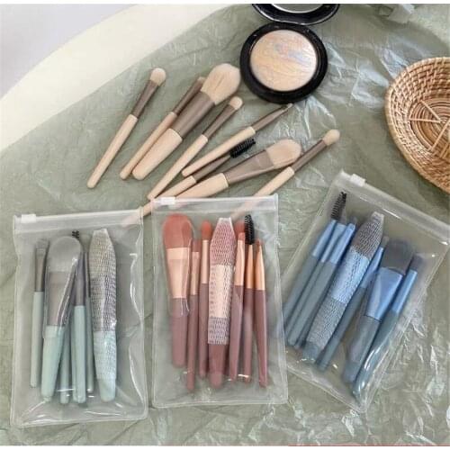8Pcs Korean Mini Travel Makeup Brush Ser Super Soft Concealer Beauty Foundation Eye Shadow Tool Eyelash Brush Candy Color