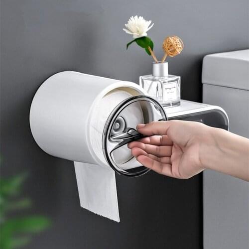 Multifunction Bathroom Tissue Box Toilet Paper Holder Free Punching Wall-Mount Toilet Rack Waterproof Phone Holder Storage Box