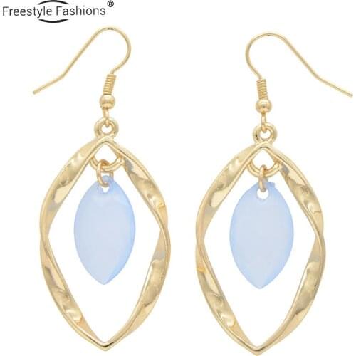 Fashion trendy geometric acrylic stone Zinc alloy drop earrings for women