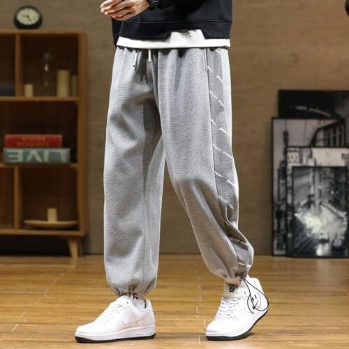 Plus Size Black Grey Sweatpants Men Hip Hop Streetwear Baggy Harem Pants Men Joggers Adjustable Denim Patchwork Loose Trousers