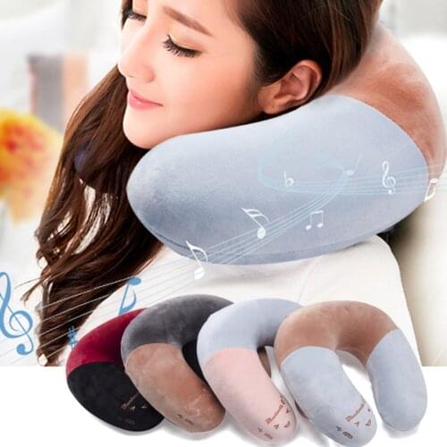 Musical Pillow Bluetooth Wireless Headphone Headset Earphone Comfort Massage Travel Neck Pillow with Headrest Strap U-Shape Foam