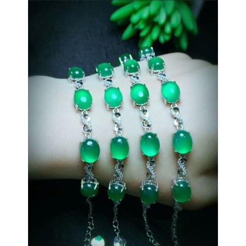 Natural Chalcedony Bracelets&Bangles 925 Silver Lucky Beauty for Women Gift or Party Jewelry