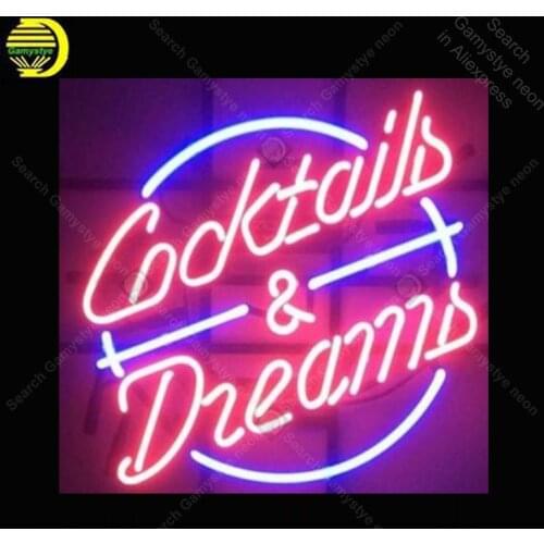 Neon Light Sign Cocktails Dreams Neon Bulb Sign Decor Beer Bar Room Coffee Neon Board Lamp Wall Sign for Aesthetic Room Decor