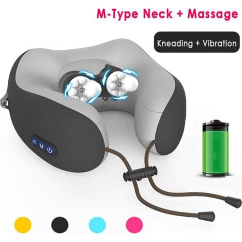 Newest Travel Airplane Pillow Neck Massage Pillow U-Shaped Vibration Kneading Massage Cervical Pillow Memory Foam Bedding Pillow