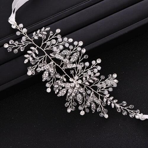 New Wedding Hair Accessories Silver Color Crystal Pearl Headband Bridal Flower Headwear Princess Headwear Handmade Accessories