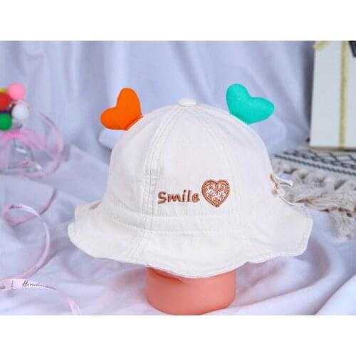 Adorable Loving Heart Fisherman Hat Baby Sun Hat Outdoor Kids Sun Cap Sunscreen Cap Suitable For Age 2 To 6 Years Summer Sun Cap