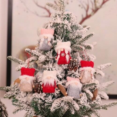 Mini Gnome Christmas Tree Pendants Drop Ornaments Faceless Doll Hanging Decorations Holiday Party Decor Supplies Gift Gift Box