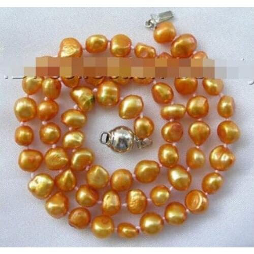 Stunning 8-9mm baroque gold freshwater cultured pearl necklace m70