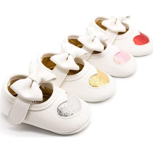 Applicable 0-18 Months Baby PU Leather Baby Boy Girl Baby Newborn Toddler Shoes Bow Soft Soled Non-slip Footwear Crib Shoes
