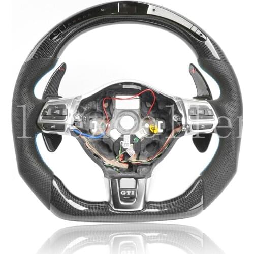 Fit to MK6 GTI R carbon fiber steering wheel for volkswagen golf MK6 for perforated leather steering wheel assembly with led