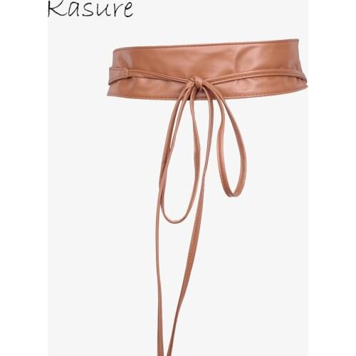KASURE PU Leather Wide Waistband Woman Elegant Adjustable Corset Belt Female Dress Decoation Fashion Waist Belts