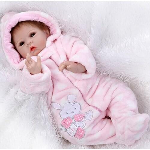 Slicone reborn dolls 22" newborn baby with winter outfit silicone baby dolls girls bebe gift reborn realista boneca