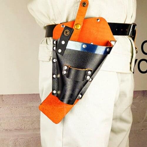 Cowhide Leather Electrician Tool Pouch Bag Impact Driver Drill Holster Electric Cordless Drill Holder Tool Bag With Waist Belt